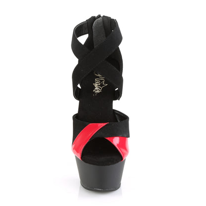 Pleaser Sandali da donna KISS-221 BLK Nubuck-rossa PAT / BLK MATTE-Rosso-rosso