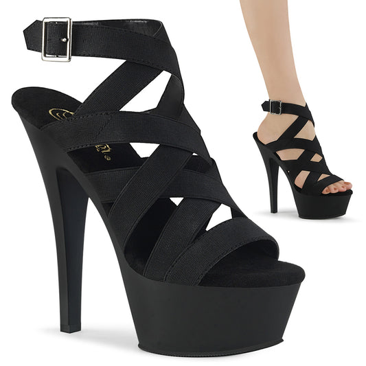 Pleaser Womens Sandals KISS-241 Blk Elastic Band/Blk Matte
