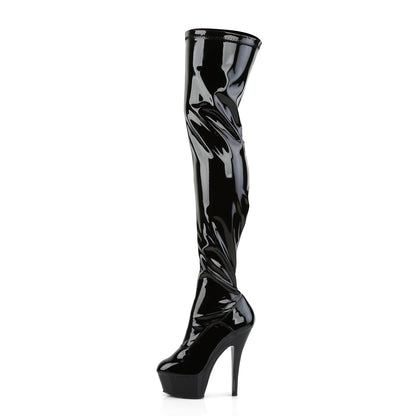 Pleaser Stivali da donna KISS-3000 BLK STR PAT / BLK