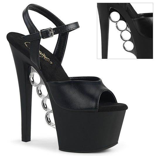 Pleaser Sandali da donna KNUCKS-709 BLK FAUX PELLE / BLK MATTE