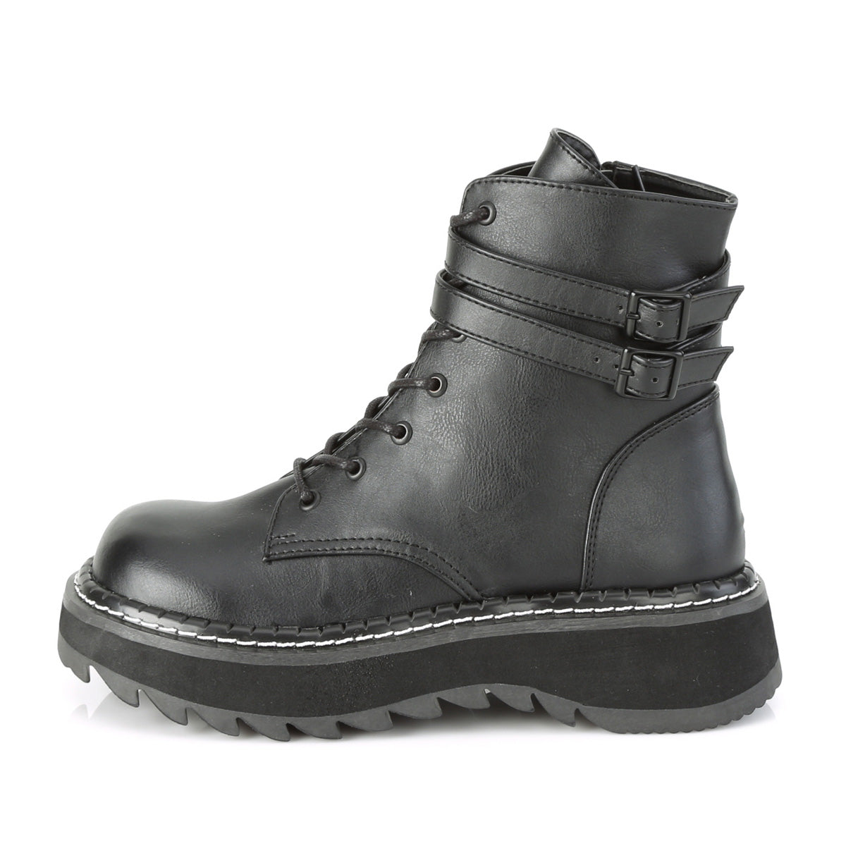 DemoniaCult Womens Ankle Boots LILITH-152 Blk Vegan Leather