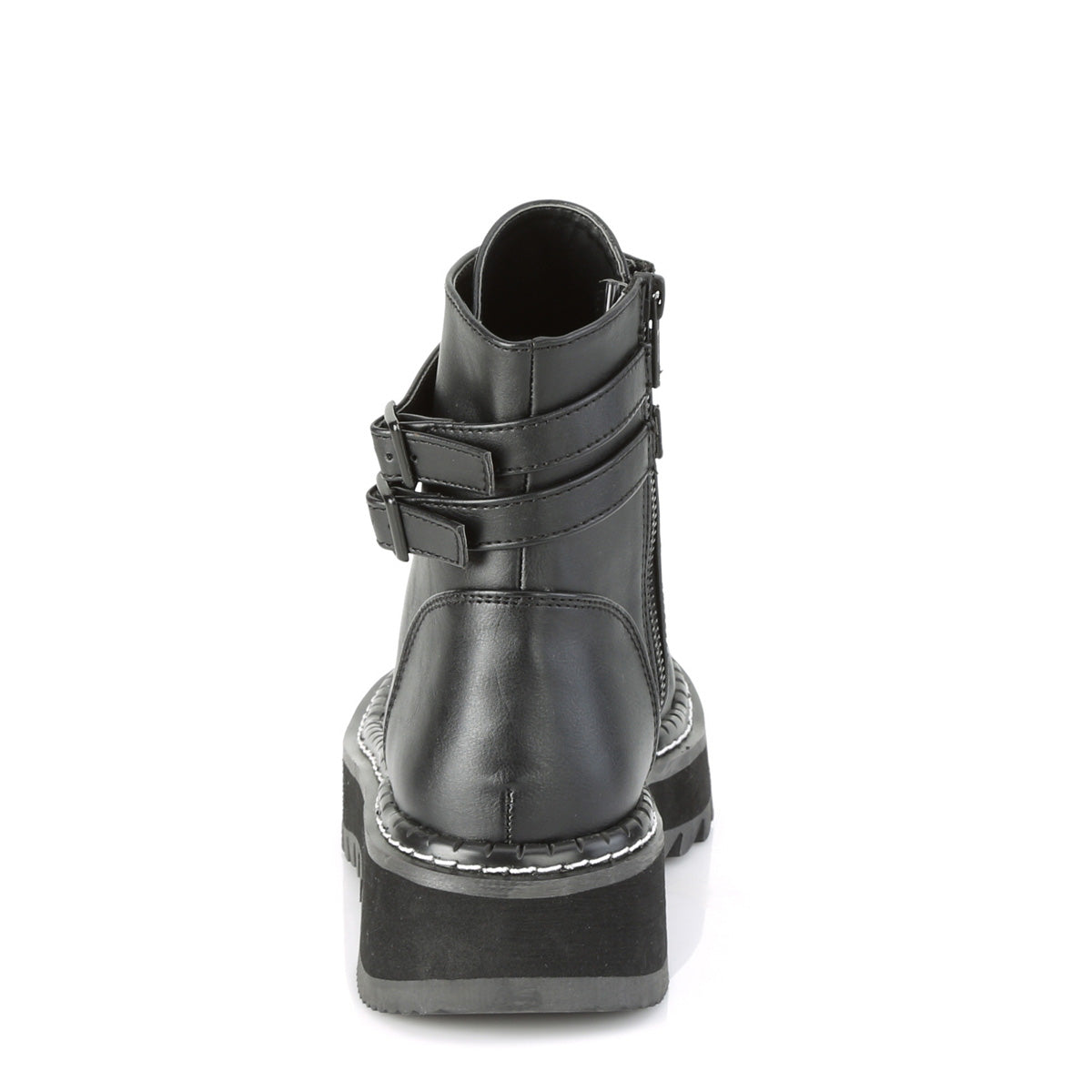 DemoniaCult Womens Ankle Boots LILITH-152 Blk Vegan Leather
