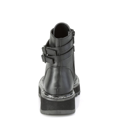 DemoniaCult Womens Ankle Boots LILITH-152 Blk Vegan Leather