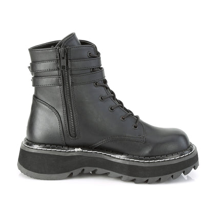 DemoniaCult Womens Ankle Boots LILITH-152 Blk Vegan Leather