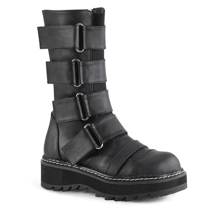 DemoniaCult Stivali da donna LILITH-211 in pelle vegana BLK