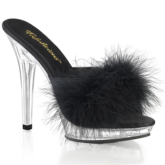 Fabulicious Sandali da donna LIP-101-8 Blk Satin-Fur / CLR