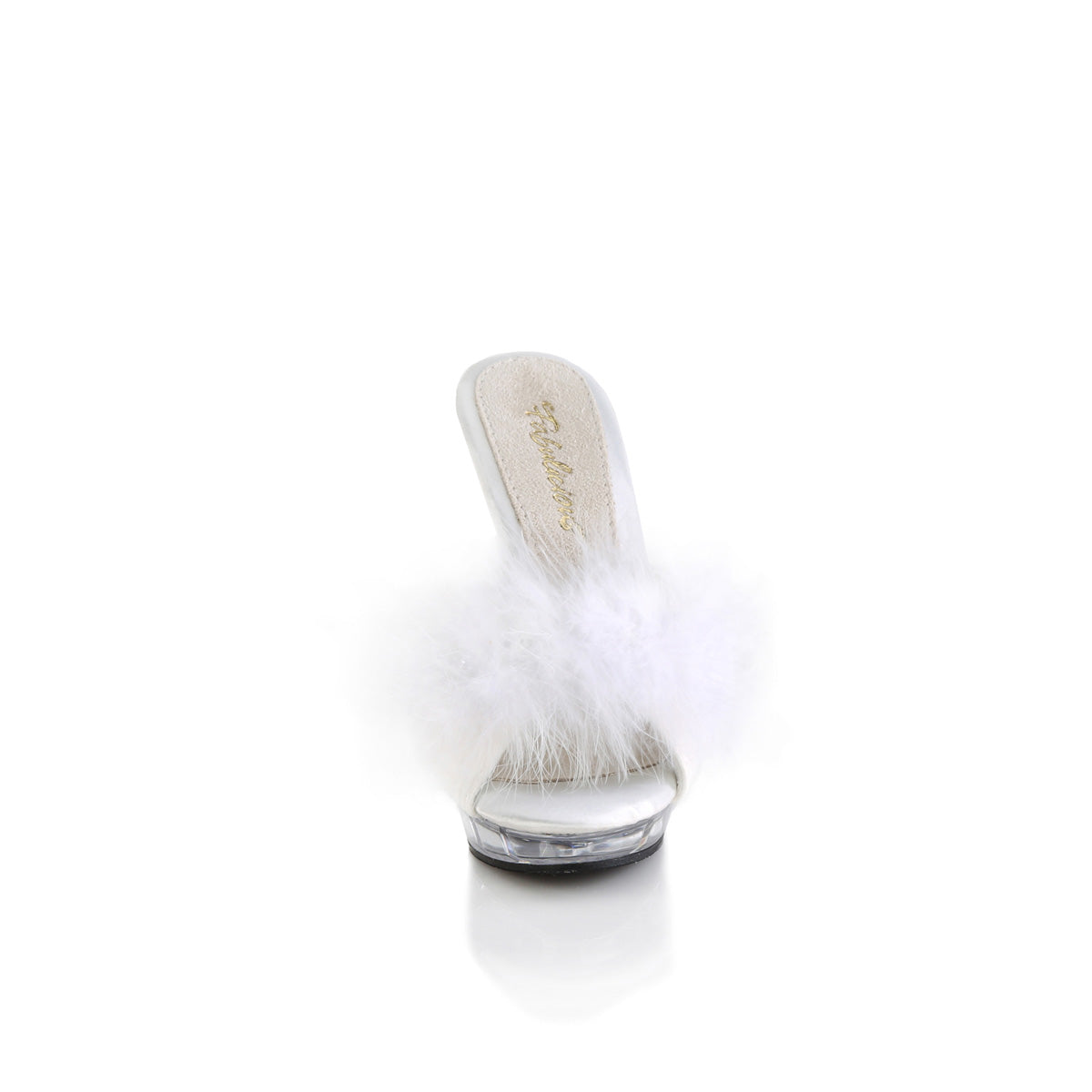 Fabulicious Womens Sandals LIP-101-8 Wht Satin-Fur/Clr