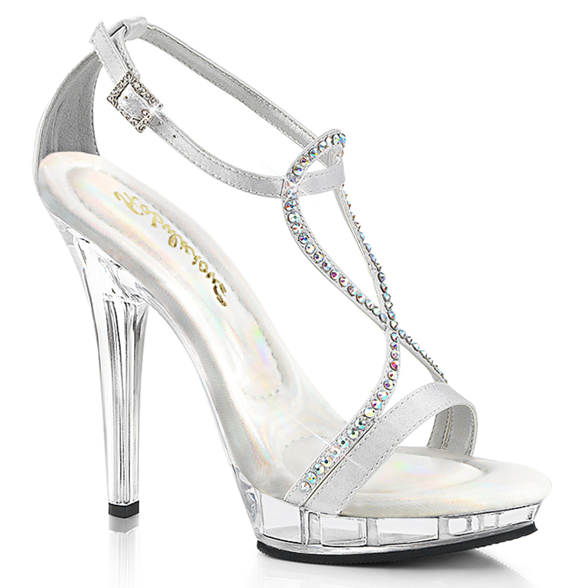 Fabulicious Womens Sandals LIP-156 Slv Satin/Clr