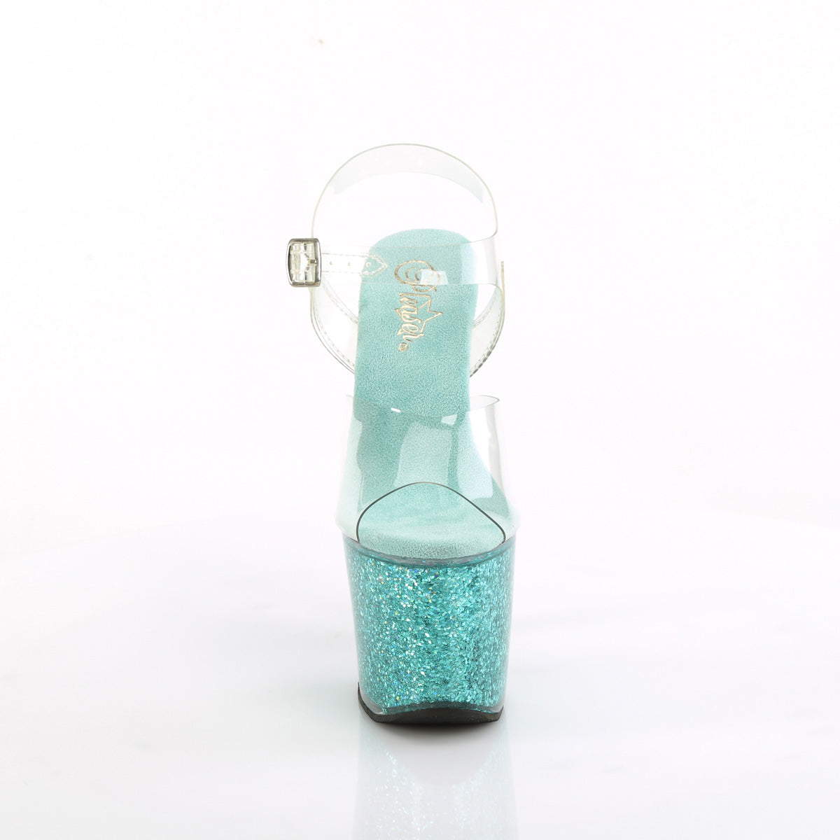 Pleaser   LOVESICK-708SG Clr/Aqua multi Iridescent Glitters