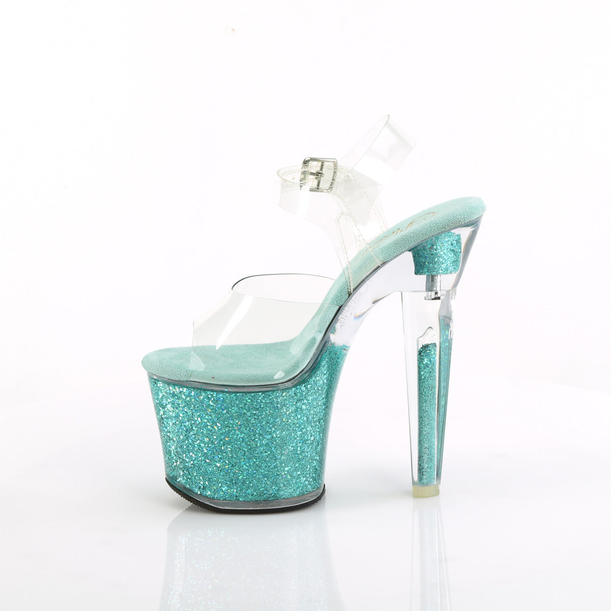 Pleaser   LOVESICK-708SG Clr/Aqua multi Iridescent Glitters