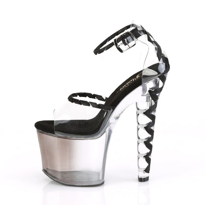 Pleaser Womens Sandals LOVESICK-712T Clr-Blk/Faded Blk