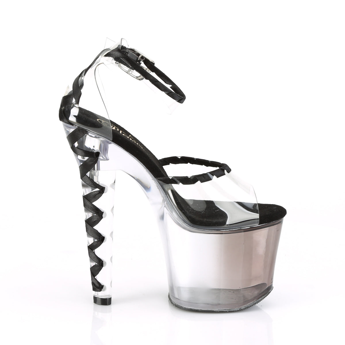 Pleaser Womens Sandals LOVESICK-712T Clr-Blk/Faded Blk