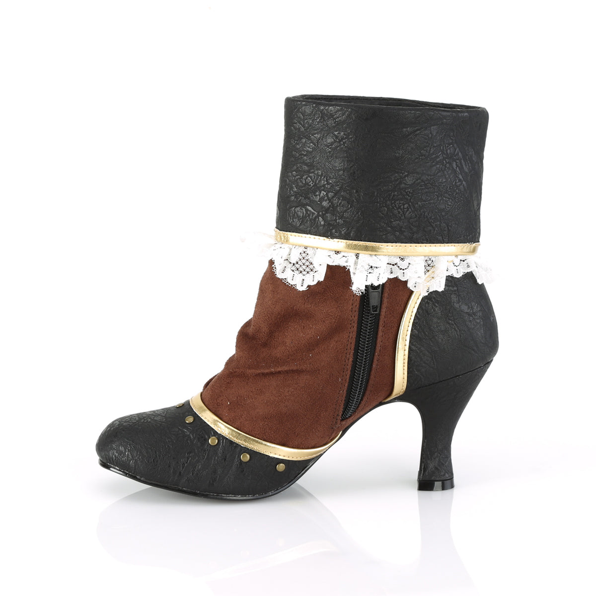 Funtasma Womens Boots MATEY-115 Blk Distressed Pu-Brown Microfiber