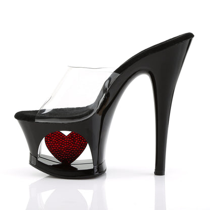 Pleaser Sandali da donna MOON-701HRS CLR / BLK-RED