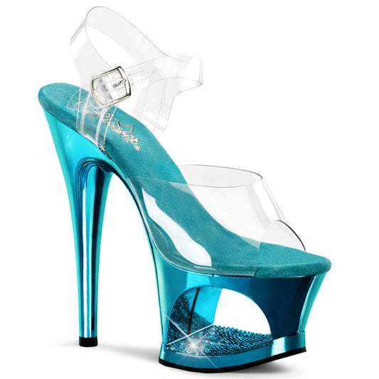 Pleaser Sandali da donna MOON-708dmch CLR / Turquoise Chrome