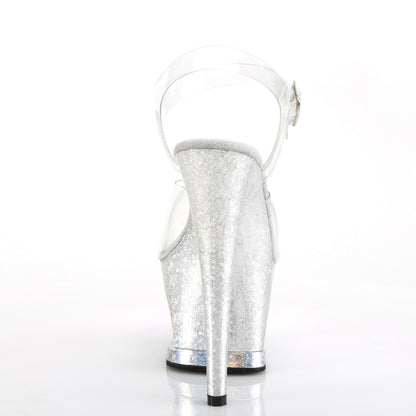 Pleaser Womens Sandals MOON-708HB Clr/Slv Hologram