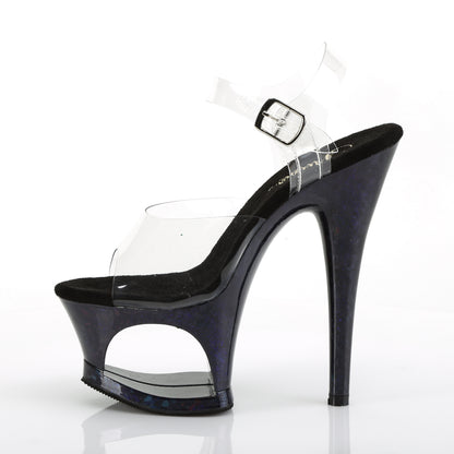 Pleaser Womens Sandals MOON-708HSP Clr/Midnight Blue Hologram