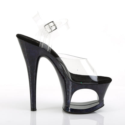 Pleaser Womens Sandals MOON-708HSP Clr/Midnight Blue Hologram