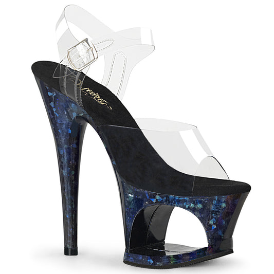 Pleaser Womens Sandals MOON-708HSP Clr/Midnight Blue Hologram
