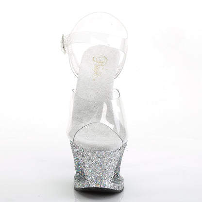 Pleaser Sandali da donna MOON-708LG CLR / SLV multi glitter