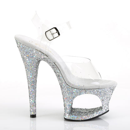 Pleaser Sandali da donna MOON-708LG CLR / SLV multi glitter