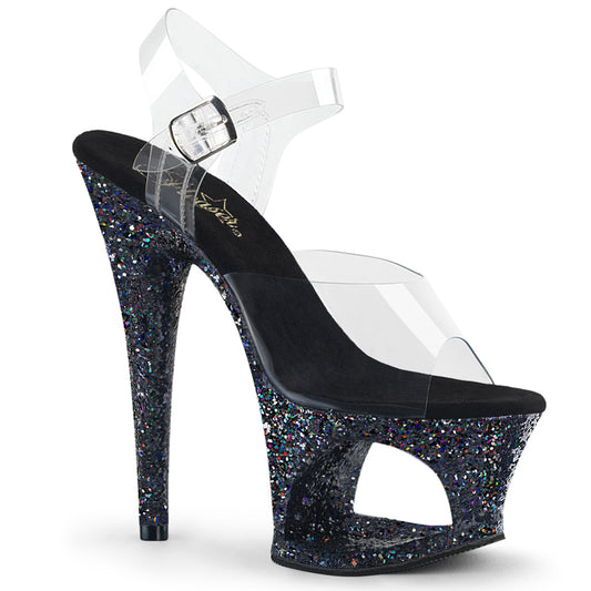 Pleaser Sandali da donna MOON-708LG CLR / BLK Multi glitter