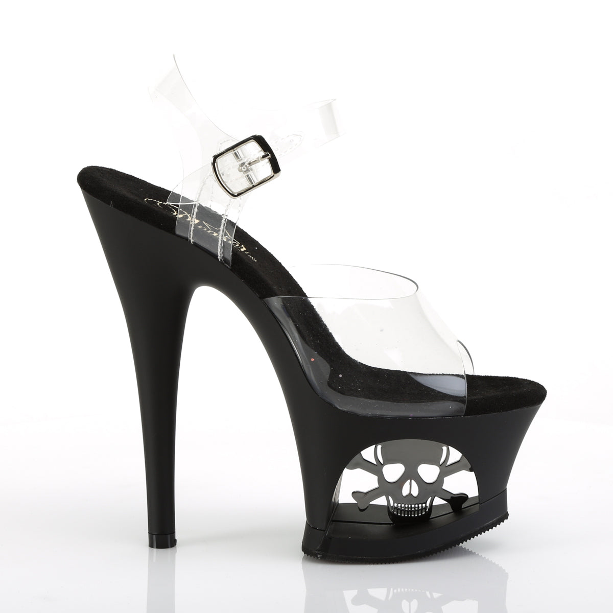 Pleaser Womens Sandals MOON-708SK Clr/Blk Matte-Pewter