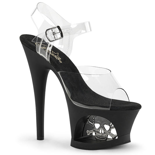 Pleaser Womens Sandals MOON-708SK Clr/Blk Matte-Pewter