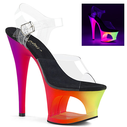 Pleaser Womens Sandals MOON-708UV Clr/Neon Multi