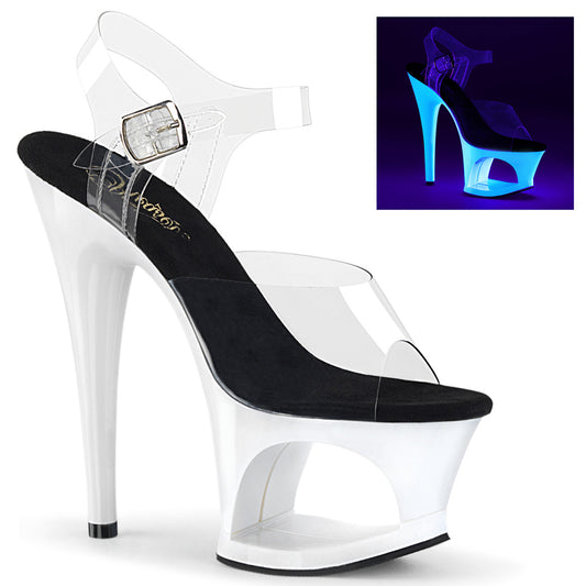 Pleaser Womens Sandals MOON-708UV Clr/Neon White
