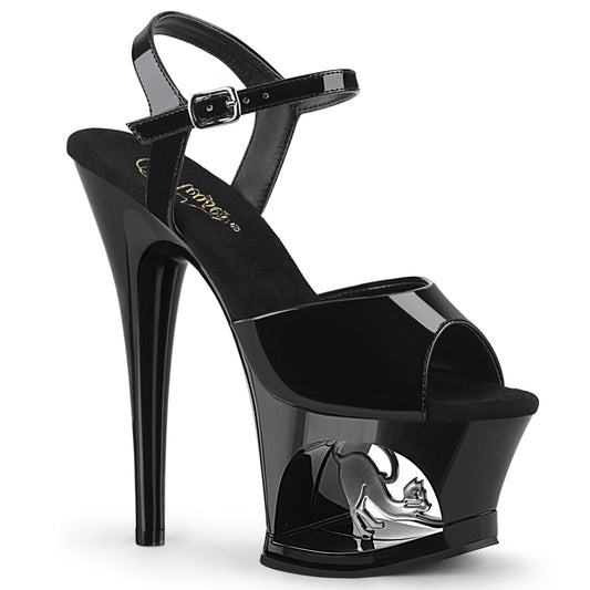 Pleaser Sandali da donna MOON-709CAT BLK / BLK-SLV