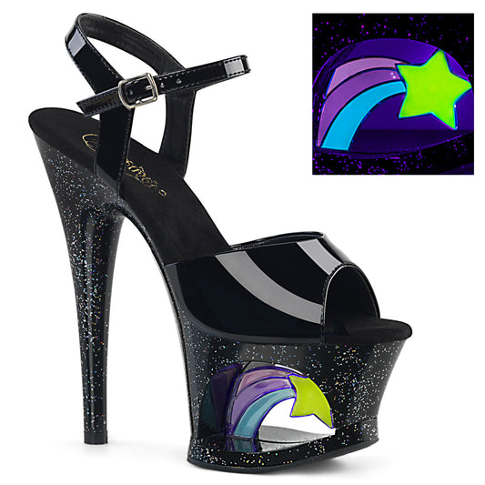 Pleaser Womens Sandals MOON-709RSS Blk Pat/Blk
