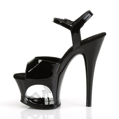 Pleaser Sandali da donna MOON-709TG BLK PAT / BLK-SLV
