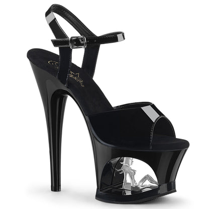 Pleaser Sandali da donna MOON-709TG BLK PAT / BLK-SLV