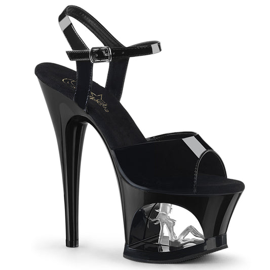 Pleaser Sandali da donna MOON-709TG BLK PAT / BLK-SLV