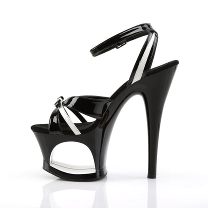 Pleaser Sandali da donna MOON-728 BLK-WHT Pat / BLK