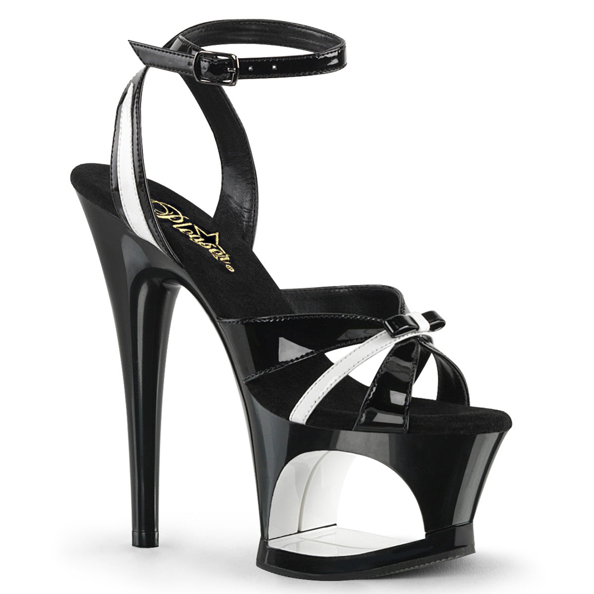 Pleaser Sandali da donna MOON-728 BLK-WHT Pat / BLK