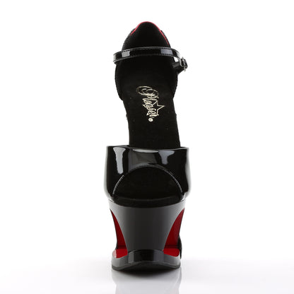 Pleaser Womens Sandals MOON-760FH Blk-Red Pat/Blk
