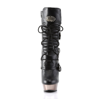 DemoniaCult Stivali da donna MUERTO-1026 blk in pelle vegana/peltro cromo