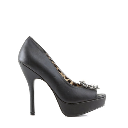 DemoniaCult Womens Pumps PIXIE-17 Blk Vegan Leather -Pony Faux Fur