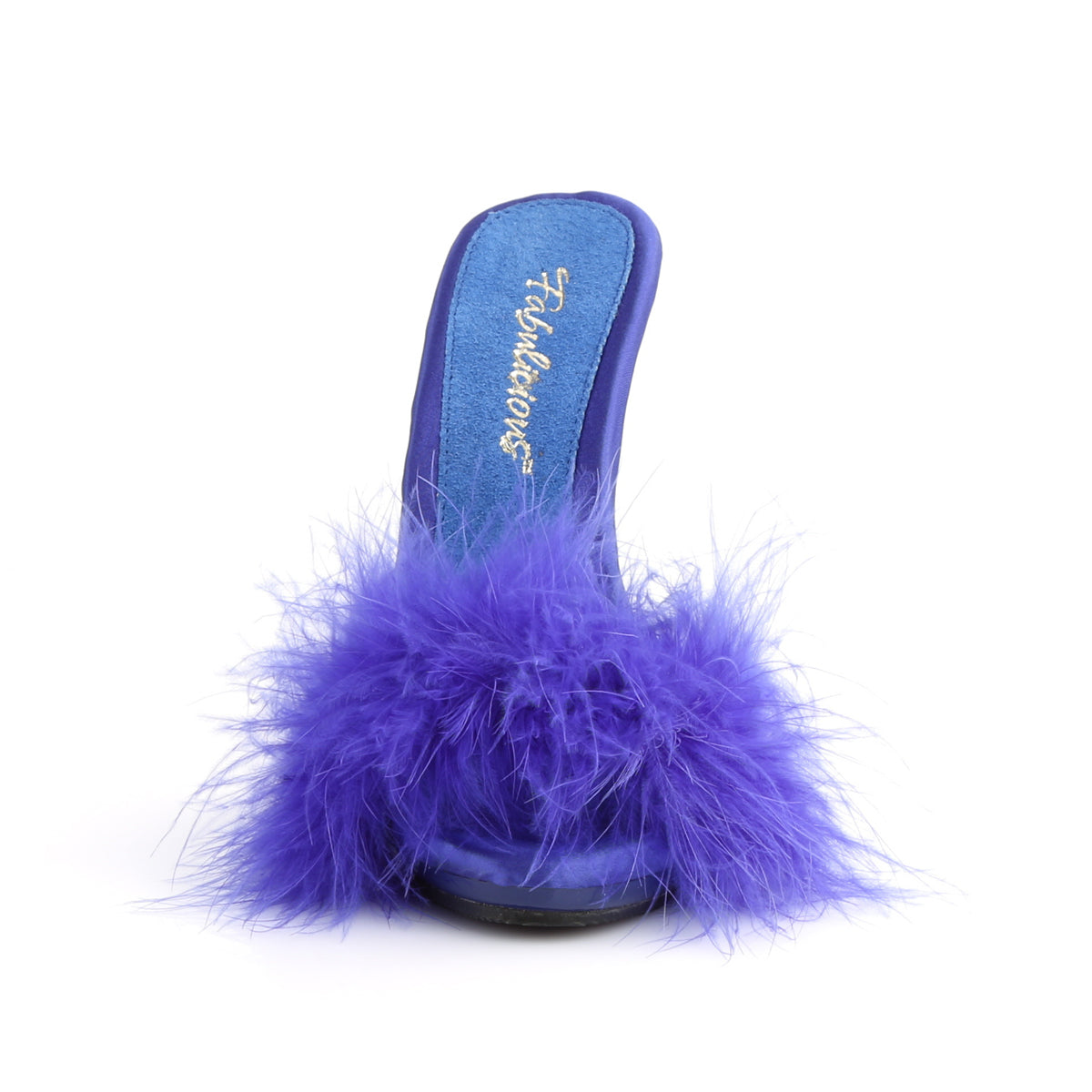 Fabulicious Womens Sandals POISE-501F Blue Satin-Marabou Fur/Blue