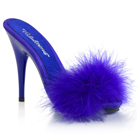 Fabulicious Sandali da donna POISE-501f Pelliccia di raso blu-marabou / blu