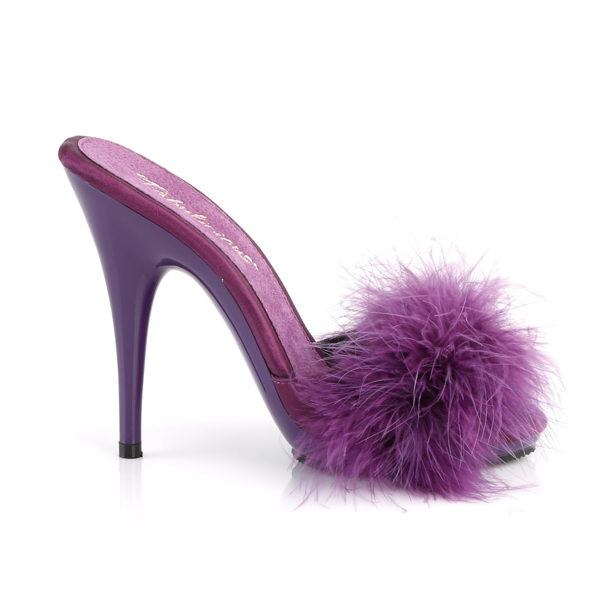 Fabulicious Sandali da donna POISE-501F Purple Purple Satin-Marabou Pelliccia / Purple