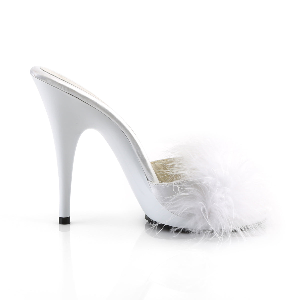 Fabulicious Womens Sandals POISE-501F Wht Satin-Marabou Fur/Wht