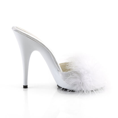 Fabulicious Womens Sandals POISE-501F Wht Satin-Marabou Fur/Wht
