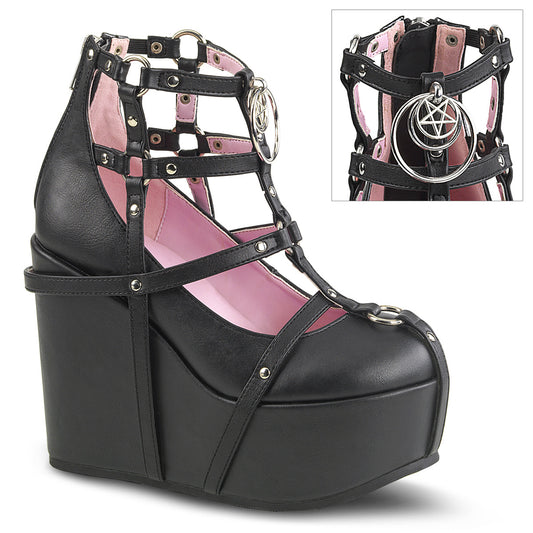 DemoniaCult Womens Ankle Boots POISON-25-1 Blk Vegan Leather