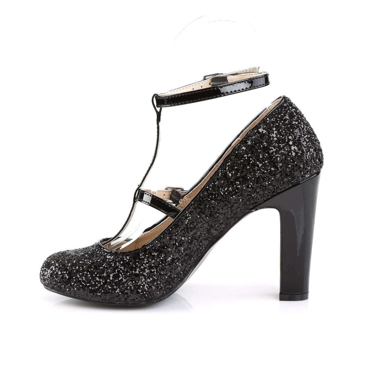 Pleaser Pink Label Pompe da donna QUEEN-01 BLK GLTR-PAT
