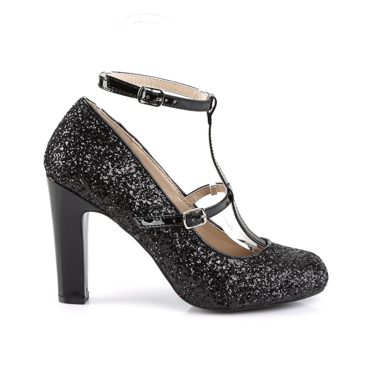 Pleaser Pink Label Pompe da donna QUEEN-01 BLK GLTR-PAT