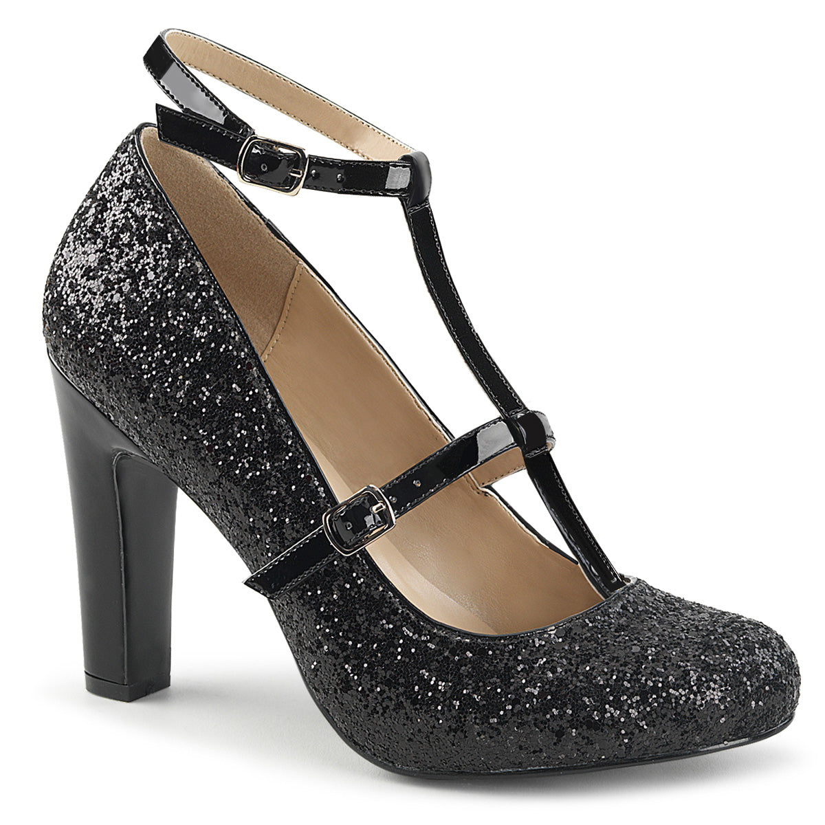 Pleaser Pink Label Pompe da donna QUEEN-01 BLK GLTR-PAT