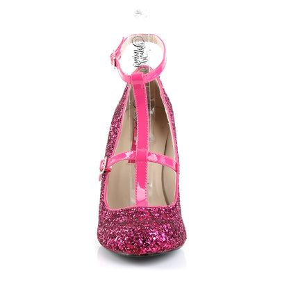 Pleaser Pink Label Womens Pumps QUEEN-01 H. Pink Glitter-Pat